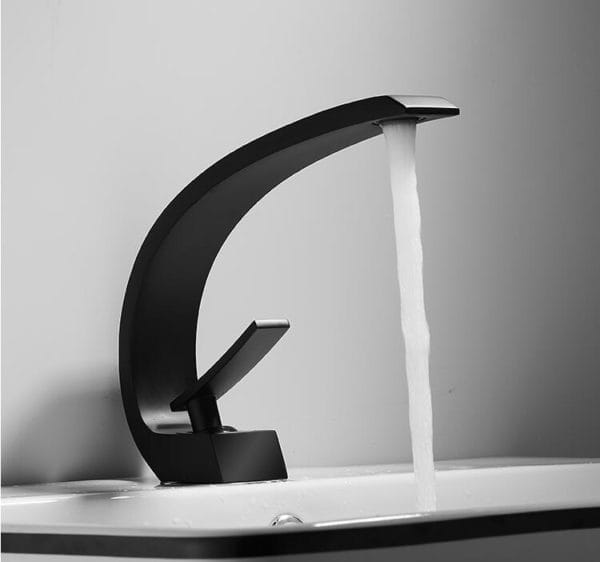 Black Arc Shaped Single Handle Bathroom Tap