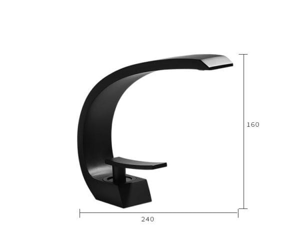 Black Arc Shaped Single Handle Bathroom Tap - Image 4