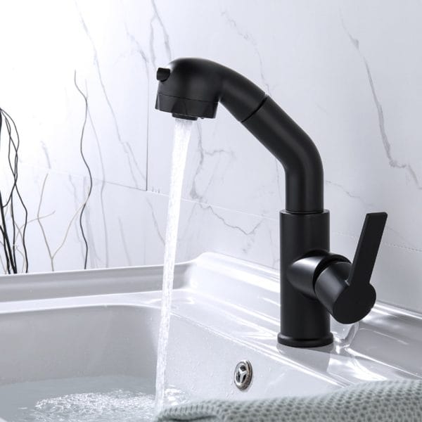 Black Hair Washing Faucet with Pull Out and Dual Spray Mode