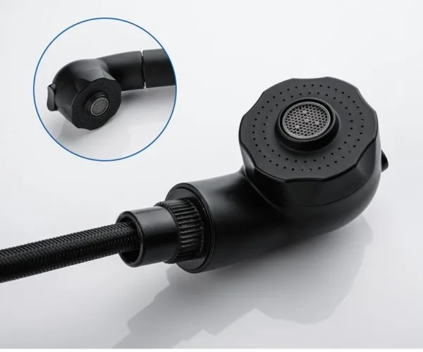 Black Hair Washing Faucet with Pull Out and Dual Spray Mode