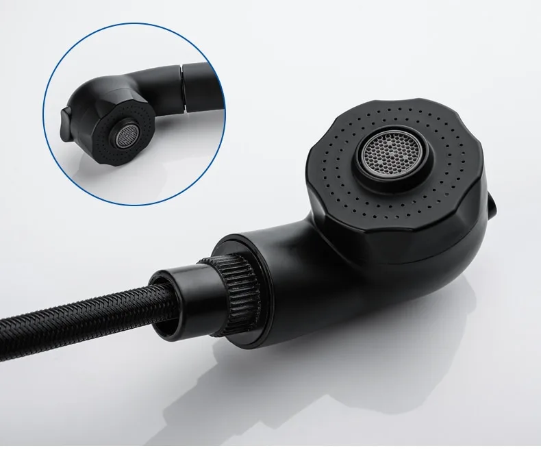 Black Hair Washing Faucet with Pull Out and Dual Spray Mode