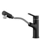 Black Single Handle Pull Out Bathroom Mixer Tap