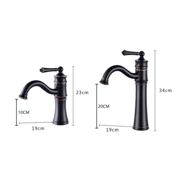 Black Single Handle Vintage Bathroom Tap - Image 4