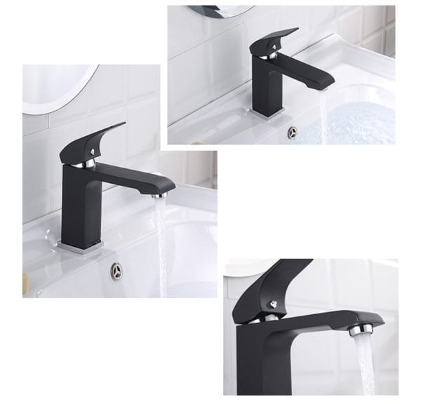 Square Matte Black Bathroom Tap