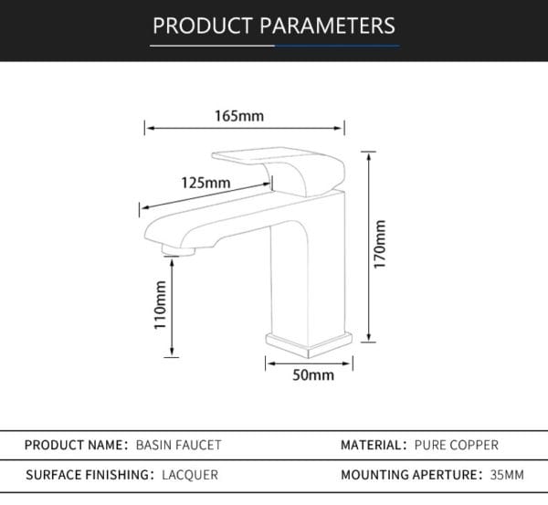 Square Matte Black Bathroom Tap - Image 8
