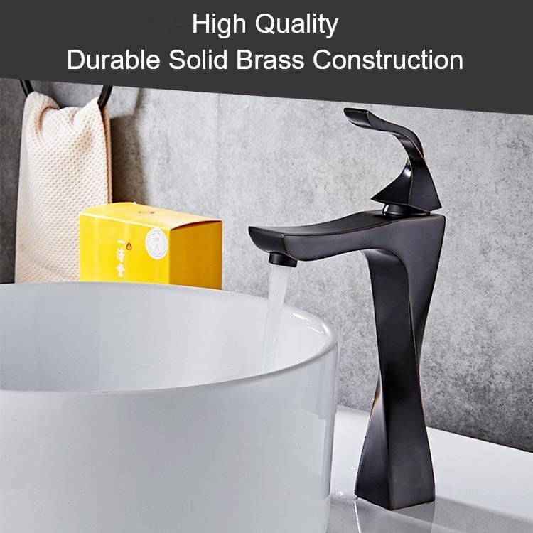 Twisted Design Black Single Handle Bathroom Tap