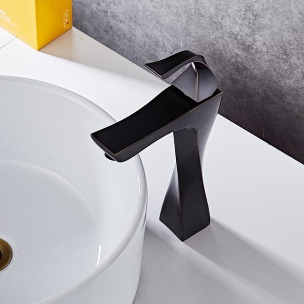 Twisted Design Black Single Handle Bathroom Tap - Image 4