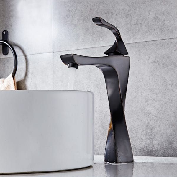 Twisted Design Black Single Handle Bathroom Tap - Image 2