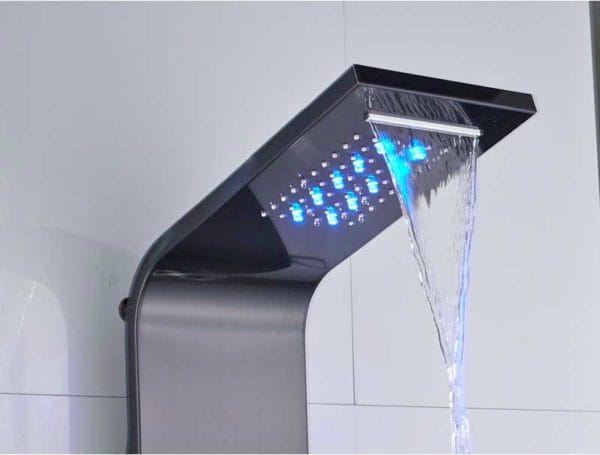 Black Waterfall and Rain Shower Spa Massage Jet Shower Column with LED Light & Display - Image 3