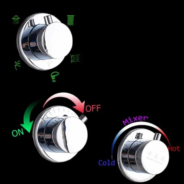 Black Waterfall and Rain Shower Spa Massage Jet Shower Column with LED Light & Display - Image 6