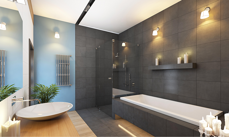 Black and Dark Grey Bathroom Design