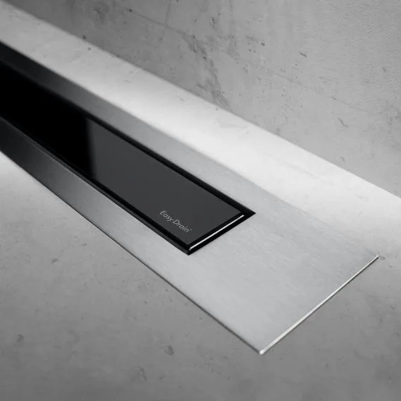 ESS Modulo Design Z-4 cover for shower channel: 120 cm, brushed stainless steel/glass black gloss MTAFDZ4MGS 1200 - Image 3