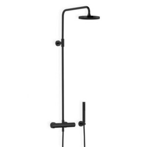 Dornbracht wall-mounted shower thermostat with floorstanding and hand shower matt black 34457979-33