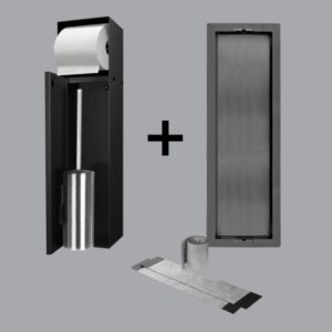 ESS Container T-ROLL built-in toilet brush and toilet roll holder for solid wall and drywall