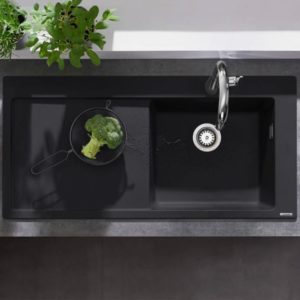 Hansgrohe S51 built-in sink 450 with draining board graphite black 43314170