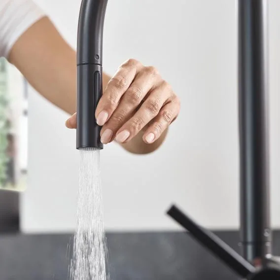 Hansgrohe Talis M54 single lever kitchen faucet with pull-out spray with sBox matt black 72801670 - Image 2